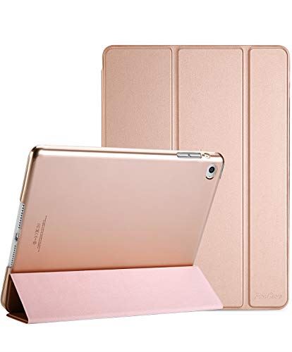 ProCase iPad Air 2(2014発売)ケース スマート 超スリム スタンド フォリオ保護ケース 半透明フロスト バックカバー 対応端末：Apple iPad Air 9.7" 第2世代(A1566 A1567)-ローズゴールド