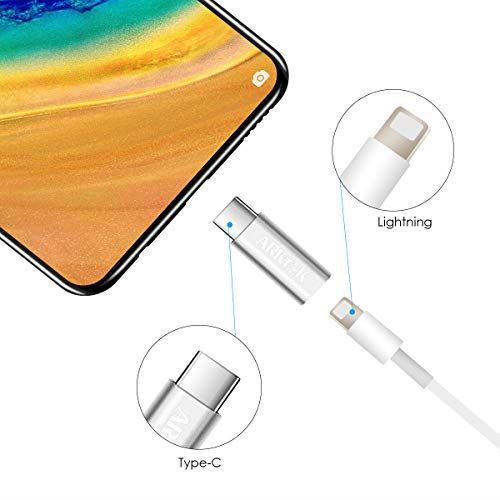 【4個セット】ライトニング → USB-C アダプタ ARKTEK ライトニング (メス) から USB タイプC 変換 アダプタ 充電可能 Pad Pro 2018 Xperia One Note 10 他対応 (銀、イヤホン、急速充電、データー不対応)