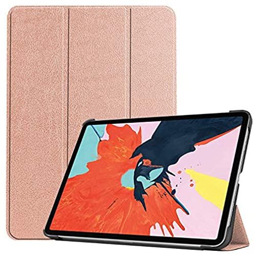 iPad Air 4 ケース 【ELMK】軽量 薄型 PU レザー 2020 第4世代 10.9インチ iPad Air スマート カバー 耐衝撃 傷防止 クリア ハード 背面 ケース 三つ折り スタンド オートスリープ ウェイクアップ 機能 iPad Air 10.9 2020 対応 (ローズゴールド)