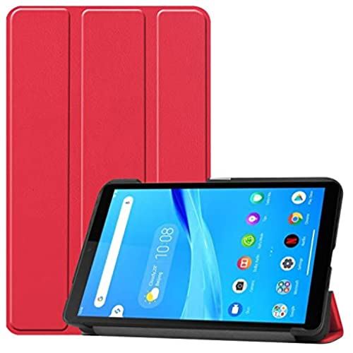 Lenovo Tab M7 ケース レノボ Tab M7 カバー 【Jinmdz】軽量 薄型 耐衝撃 傷防止 PU レザー スマートカバー ハード 背面 三つ折り Lenovo Tab M 7 スマートケース (赤) Lenovo Tab M7 red