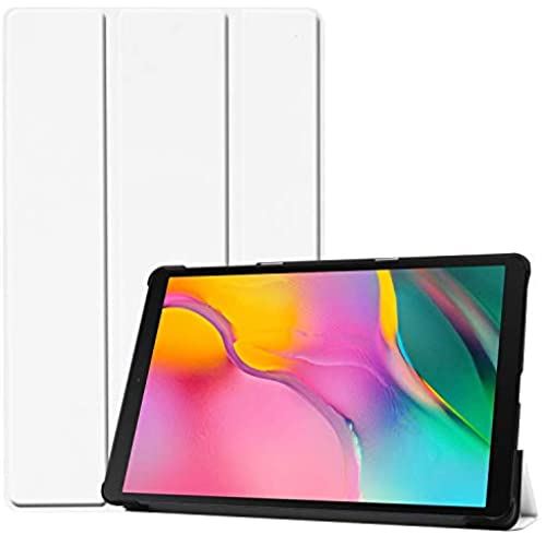 Samsung Galaxy TAB A 10.1 ケース サムスン Galaxy TAB A 10.1 2019 T510/T515 カバー 【Jinmdz】軽量 薄型 耐衝撃 傷防止 PU レザー スマートカバー ハード 背面 三つ折り スタンド オートスリープ ウェイクアップ 機能 Galaxy TAB A ホワイト