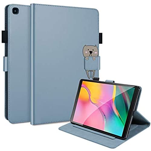 Samsung Galaxy Tab A 10.1 2019（SM-T510 /T515/T517）10.1インチ用 ケース ギャラクシーTab Aタブレット手帳型 オートスリープ カードペン収納 ビジネス 女性 男性 人気 耐衝撃 全面保護 スタンド多角度調整 おしゃれTPU Tablet カバーグレー+ブラウン 青い