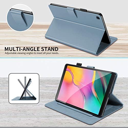 Samsung Galaxy Tab A 10.1 2019（SM-T510 /T515/T517）10.1インチ用 ケース ギャラクシーTab Aタブレット手帳型 オートスリープ カードペン収納 ビジネス 女性 男性 人気 耐衝撃 全面保護 スタンド多角度調整 おしゃれTPU Tablet カバーグレー+ブラウン 青い