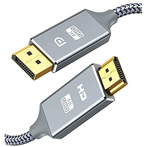 DisplayPort to HDMI ケーブル 1m 4K解像度対応 ディスプレイポート-HDMI 変換ケーブル オス・オス グレー
