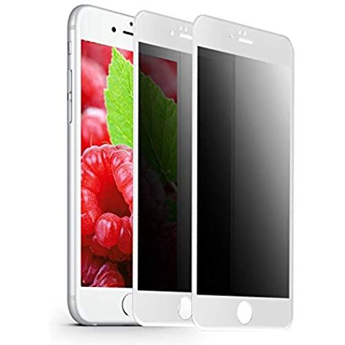 iphone8plus/7plus ガラスフィルム のぞき見防止 iphone8 plus フィルム 全面 あいふぉん8プラス ガラス 8plus用 保護フィルム のぞき見 【2枚セット/5.5インチ/ホワイト/気泡ゼロ/割れない】 iphone8/7plus ホワイト-【覗き見防止】