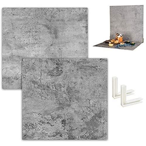 Youngerforo 撮影用 背景ボード 60x60cm 写真撮影 バックグラウンド 2タイプコンクリート 商品撮影 美食撮影 小物写真 雑誌撮影など適用 2枚セット バックル付き コンクリートセット2のサムネイル