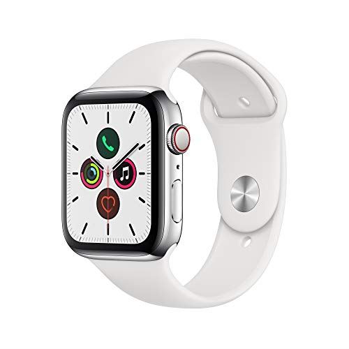 Apple Watch Series 5(GPS + Cellularモデル)- 44mmステンレススチールケースとホワイトスポーツバンド - S/M & M/L White Sport