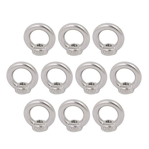 uxcell アイナット アイボルト M5メススレッド 304ステンレス製 リング状 10個入