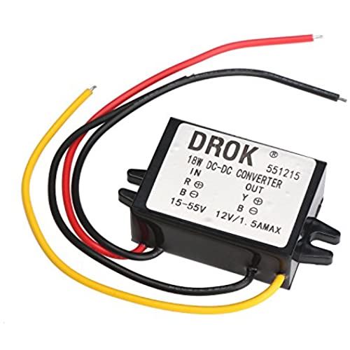 DROKマイクロDC電圧降圧コンバータ15-55V 24V / 36V / 48V?12V 1.5A 18W降圧電源自動車用トランスインバータ車載用自動車