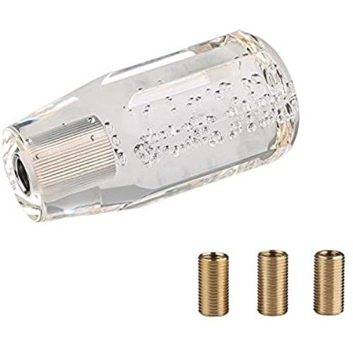 汎用クリスタルシフトノブバブル八角 100mmキラキラ透明感際立つ爽快な泡入り 3枚アダプター付きホワイト