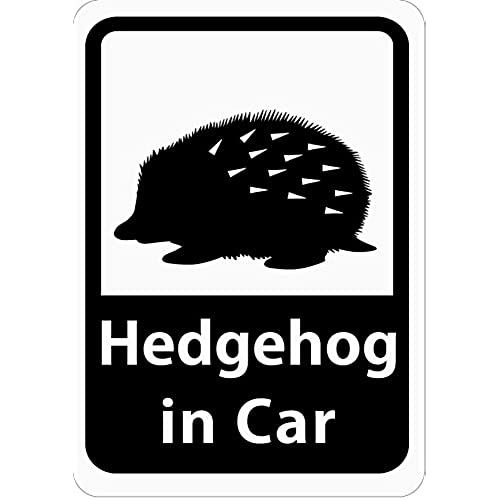 Hedgehog in Car 「はりねずみ」 車用ステッカー (マグネット) (ホワイト) s15