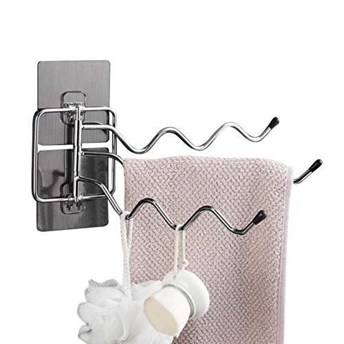 タオル掛け　タオルハンガー　ステンレス　タオルホルダー　耐荷重5kg　180度回転　穴あけ不要/ネジ止..