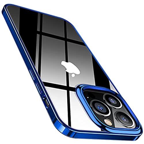 TORRAS 薄型 iPhone 13 Pro 用 ケース 軽量 青いバンパー メッキ加工 耐黄変 耐衝撃 ソフトTPU SGS認証 レンズ保護 2021年 6.1インチ アイホン 13 プロ 用カバー ネイビーブルー Shiny Series