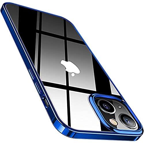 TORRAS 薄型 iPhone 13 mini 用 ケース 軽量 青いバンパー メッキ加工 耐衝撃 ソフトTPU SGS認証 レンズ保護 2021年 5.4インチ アイホン 13 ミニ 用カバー ネイビーブルー Shiny Series