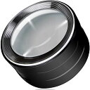 PhoenixLoupe デスクルーペ【倍率5倍】日常使い 丸型ルーペ 新聞 説明書 印刷物 ジュエリー 刻印/LEDライト フレーム タッチ機能 手動ON/OFF 収納ケース 付き拡大鏡 ルーペ