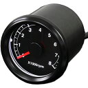 ライズコーポレーション LEDタコメーター ブラックボディ/ブラックパネル 48mm 電気式 x1000rpm バイク オートバイ