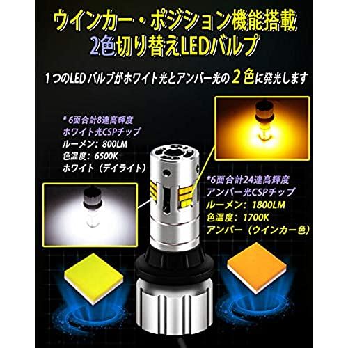 【令和3年最新 業界初】 Feison 二色 S25ピン角違い ウィンカーポジションキット BAU15S LED 150度ピン 冷却ファン付き ハイフラ無し キャンセラー内蔵 ヘッドライト級CSPチップ採用 アンバー ...