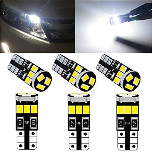 T10 LED ホワイト ポジションランプ ナンバー灯 ルームランプ 高輝度 キャンセラー内蔵 9連2835LEDチップ搭載 12V 2W 6個セット (ホワイト, T10/W5W)