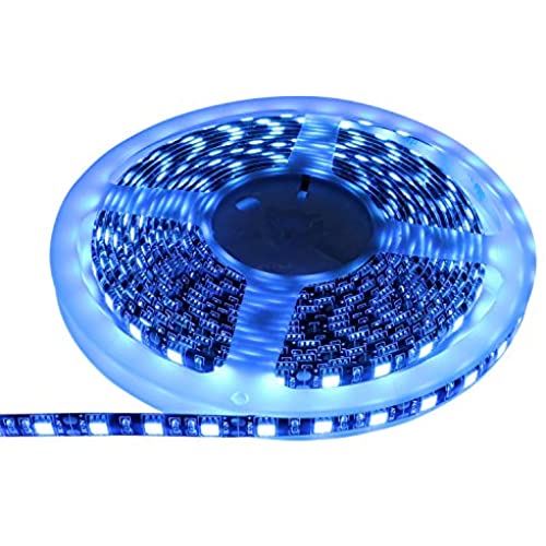 LEDテープライト 12V 防水 両端子 5メートル 3チップ (アイスブルー色/黒ベース)