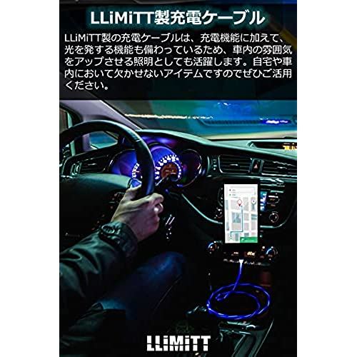 充電器 ケーブル マグネット ?車内 充電ケーブル 3in1 LED (長さ1メートル/先端3種類セット) 「LEDライトで車内をかっこよくカスタマイズ！」 マグネット端子 LED発光ケーブルライト 【LLiMiTT】 グリーン