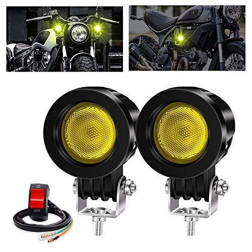 X-STYLE バイクフォグランプ 黄色い 最新版 CREE製 10W LED作業灯 ワークライト 12V/24V 高輝度・防水・長寿命・耐衝撃 オートバイ/機械/自動車/トラック用品 汎用 車外灯 イエロー 丸型 広角