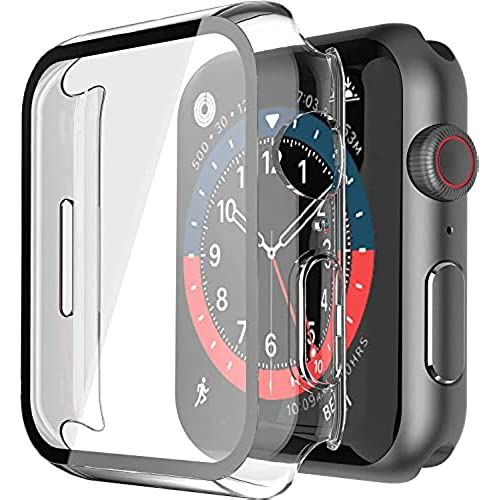 ULOE 対応 Apple Watch Series 7 45mm 用 ケース, 対応アップルウォッチ 7 45mm 保護カバー ガラスフィルム 一体型 PC素材全面保護(クリア)