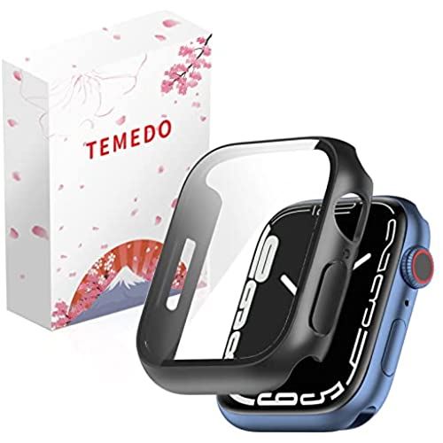 【2021改良ケース】TEMEDO Apple Watch 用ケース 45mm iWatch 保護ケース アップルウォッチ用 カバー Apple Watch Series7 対応 ガラスフィルム 一体型 アップルウォッチ