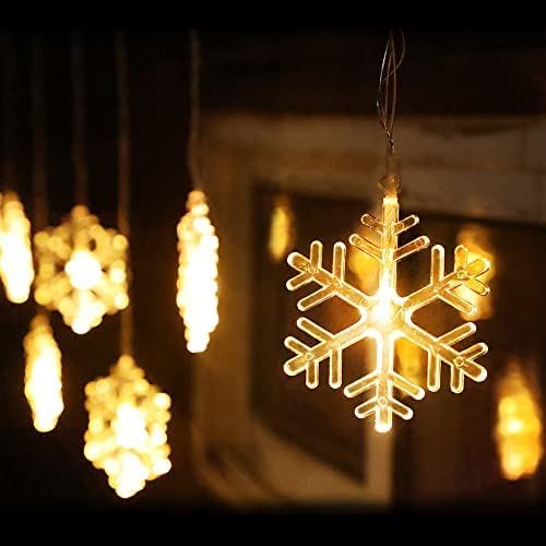 イルミネーション LED ライト 雪型 フェアリーライト 電飾 電池 式 クリスマス ツリー 飾り ウォームホワイト 点滅ライト 室内 室外 防水(1.5M8LED-雪型-WARMWHITE)