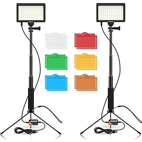 FOSITAN 撮影用ライト 5600K 調光可能 USB 2パック カラーフィルター 撮影照明ライト ビデオライト 照明キット 多機能ライトスタンド 照明 撮影 LEDライト 生放送 YouTubeビデオ撮影 ...