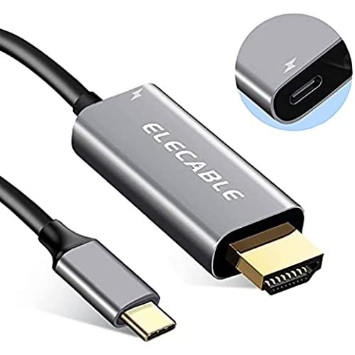 USB C - HDMIケーブル 充電ポート付き 4K Type C/Thunderbolt - HDMIアダプター変換コード 60W PD電源付き MacBook M1、iPad Pro