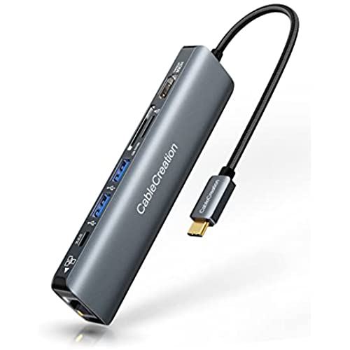 USB Cnu, CableCreation A~7 in 1 }`|[gType ChbLOXe[V HDMI 4K@60Hz, 2USB 3.0 100W PD[d|[g, Xy[XO[/A~