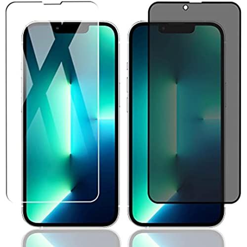 【1+1】For iphone13promax ガラスフィルム 覗き見防止 （1枚入）+ ガラスフィルム トランスペアレント（1枚入） AnnhanT 強化ガラス 液晶保護フィルム【28° プライバシー保護】 気泡防止 ...
