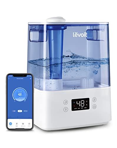 Levoit 加湿器 卓上 大容量 6L 超音波加湿器 26db極静音 自動的湿度調整 アロマ 上から給水 空焚き防止 Alexa/GoogleAssistant対応 LEDナイトライト付き タッチパネル式 ... ブルー