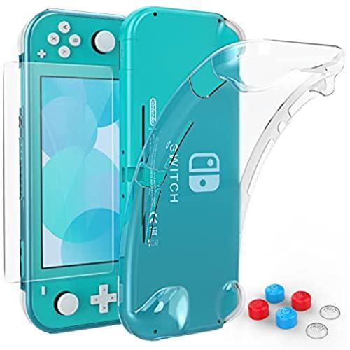 Switch lite カバー HeysTop ニンテンドースイッチライト カバー TPUソフトケース＋保護フィルムセット+親指キャップ6個 セット 一体式全面保護 耐衝撃 保護ケース 液晶保護フィルム スイッチライト ...