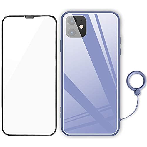 CASEBANK iPhone11 ケース セット iPhoneケース ガラスフィルム ストラップ 耐衝撃 衝撃吸収 カメラ保護 ワイヤレス充電 Qi対応 パープル purple