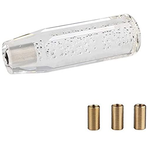 ADPOW 汎用クリスタルシフトノブバブル八角 150mmキラキラ透明感際立つ爽快な泡入り 3枚アダプター付きホワイト