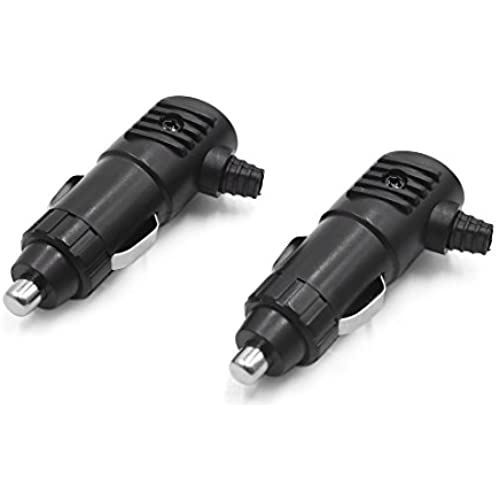 uxcell 車のライター ソケットプラグ充電機 プラスチック 金属 ブラック 12V 24V 2個入り