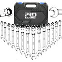 Prostormer フレックスラチェットレンチ 角度調整可能 72ギア ラチェットコンビネーションレンチセット 6-19mm 14本組 自動車修理 車メンテナンス 組み立て DIY 収納ケース付き