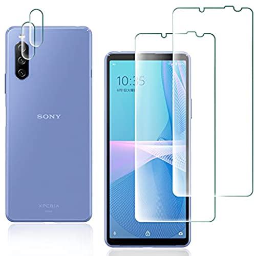 【4枚入り】FOR Sony Xperia 10 III SOG04 au 用のガラスフィルム 2枚 + 2枚 FOR Sony Xperia 10 III S...