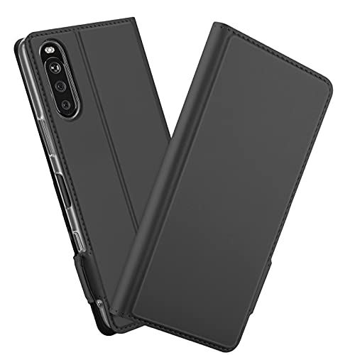 Xperia 1 III ケース 手帳型 カバー れフリップ PU革 SOG03 au/SO-51B/XQ-BC72 対応 【Shron】 横置き スタンド機能 マグネット式 横開き 全面保護 (ブラック) 1