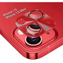Niboow カメラフィルム iphone 13/13 Mini 対応 レンズフィルム アルミ合金+強化ガラス製 レンズカバー ?落防止 耐衝撃性 傷防止 防塵 高透過率 3D完全保護 iphone 13/13 Mini レッド