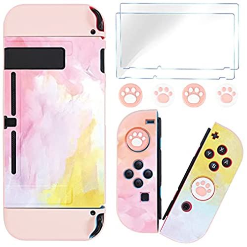 DLseego Switchスイッチ ケース 分体式カバー全面保護ケース 軽薄量 滑り止め 汚れ防止 耐衝撃 着脱簡単 アナログスティックカバー 可愛い猫爪肉球 強化ガラスフィルム 耐久性TPU製 ピンク DLseego Switchスイッチ ケース 分体式カバー全面保護ケース 軽薄量 滑り止め 汚れ防止 耐衝撃 着脱簡単 アナログスティックカバー 可愛い猫爪肉球 強化ガラスフィルム 耐久性TPU製 ピンク