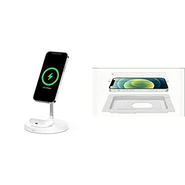 【保護ガラスフィルム for iPhone 13 mini セット】Belkin ワイヤレス充電器 MagSafe認証品 最大15W ホワイト WIZ010dqWH-A + Belkin iPhone 13 mini 用