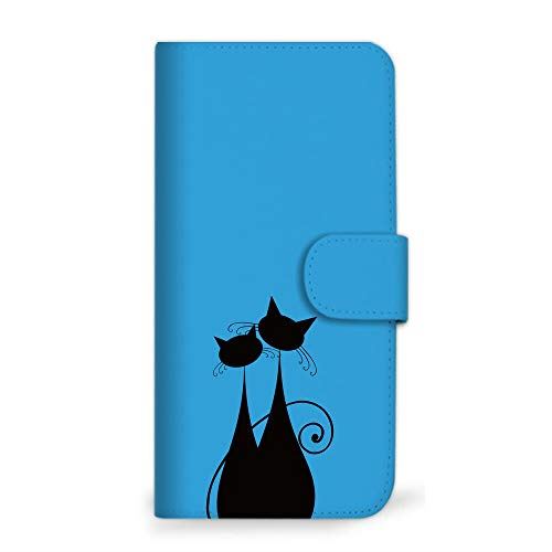 iPhone 12 ケース 手帳型 ネコ ねこ 猫 ブルー (489) SC-0149-BU/iPhone 12