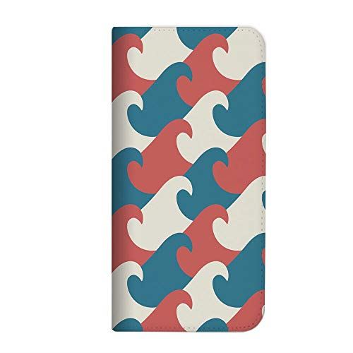 Xperia 10 II SO-41A ケース 手帳型 ベルトなし ウェーブ柄 レッド (485) NB-0057-RD/SO-41A
