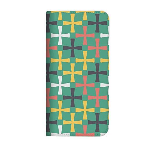 iPhone 12 ケース 手帳型 ベルトなし 十字架柄 ミント (489) NB-0049-MT/iPhone 12