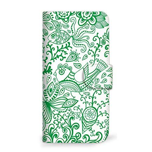 iPhone 12 mini ケース 手帳型 バード 鳥 小鳥 とり グリーン (488) SC-0043-GR/iPhone 12 mini