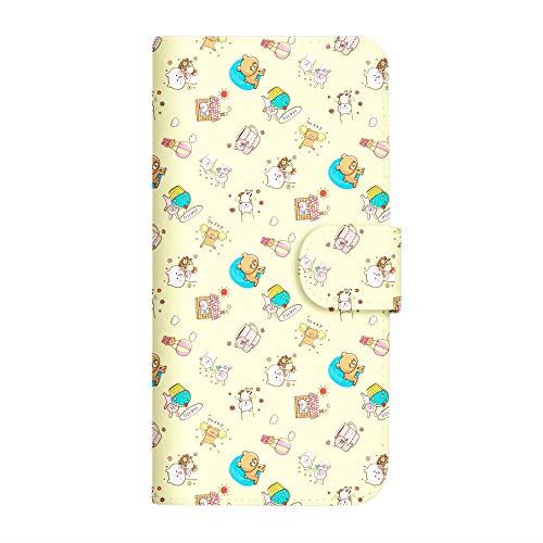 Galaxy A41 SC-41A ケース 手帳型 LINE スタンプ いけやけい デザイン (491) 手書きアニマル vol.1 イエロー小 SC-4159-YE2/SC-41A