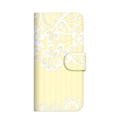 Galaxy A41 SC-41A ケース 手帳型 レース ストライプ イエロー (491) SC-2349-YE/SC-41A