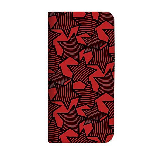 arrows Be4 F-41A ケース 手帳型 ベルトなし スター柄 レッドブラック (494) NB-0083-RB/F-41A